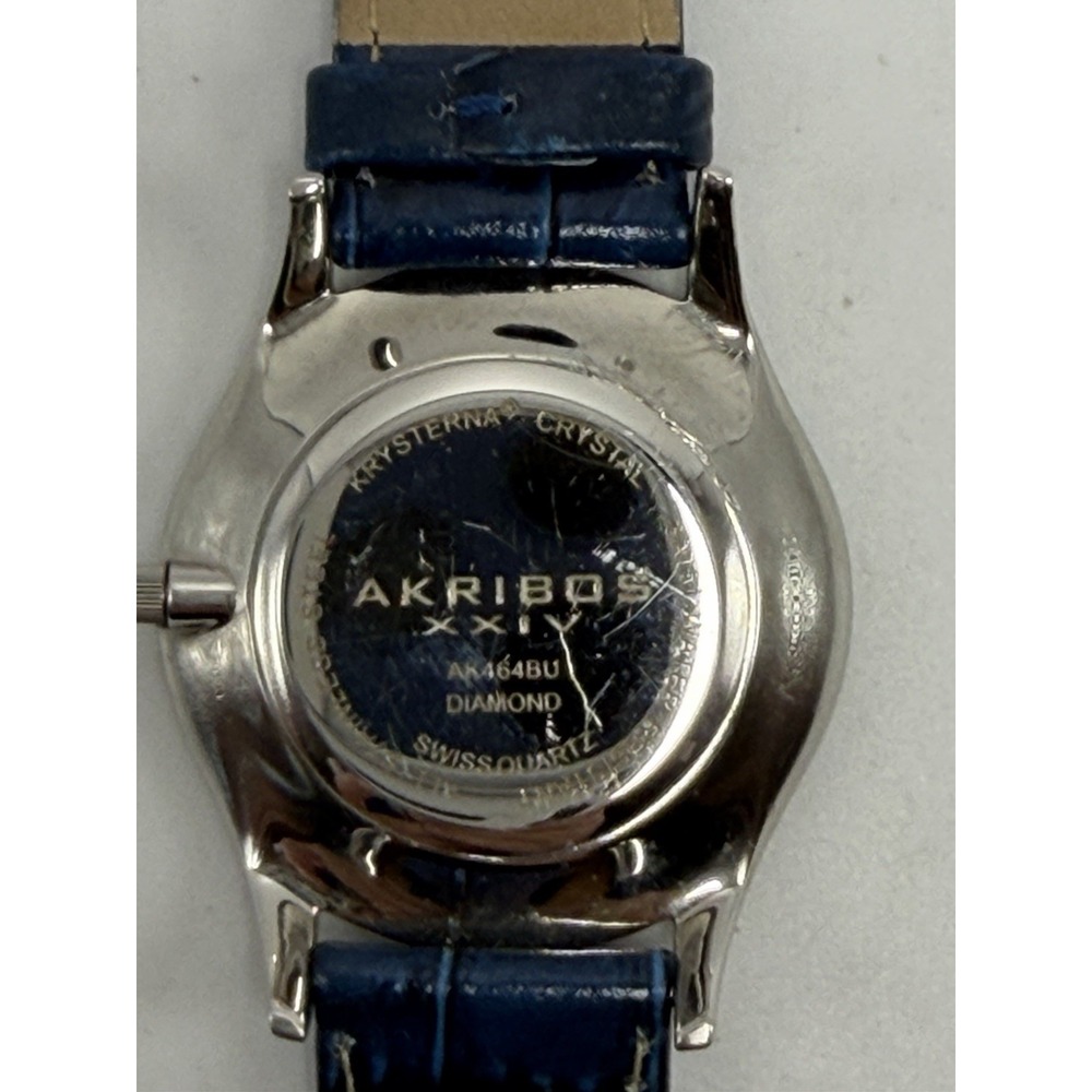 Akribos XXIV New Battery Diamond Mens Watch AK464BU 35MM 7.75" - Picture 10 of 12